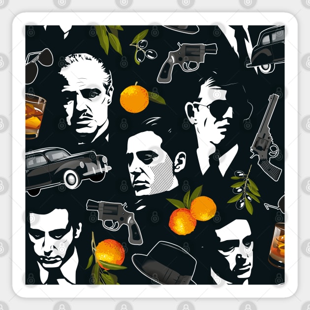 vintage american mob - fresh sicilian fruits. black Sticker by kobyakov